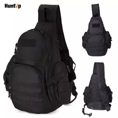 Military Tactical Sling Chest Backpack Large Mens Molle Cross Body Shoulder Bag • £21.98