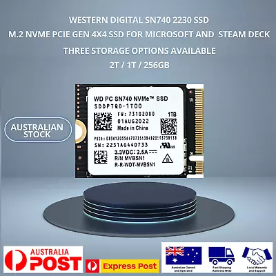 $345.89 • Buy 2TB 1TB 256GB WD SN740 2230 M.2 M-Key PCIe 4x4 NVMe SSD SurfacePro SteamDeck