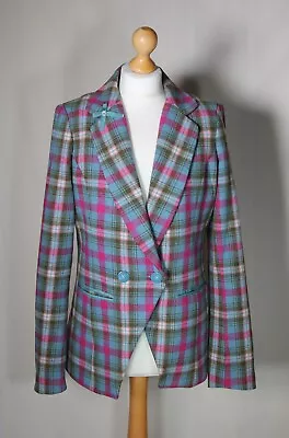 NESS Colourful Tartan Tweed Wool Blazer  Jacket Size 12 Excellent Condition • £45