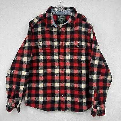 Woolrich Shirt Jacket Mens Extra Large Shacket Red Plaid Wool Blend Button Up • $49.50