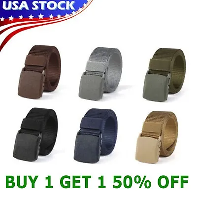 Men's Plastic Cam Buckle Nylon Canvas Tactical Waistband Webbing Military Belt • $4.95