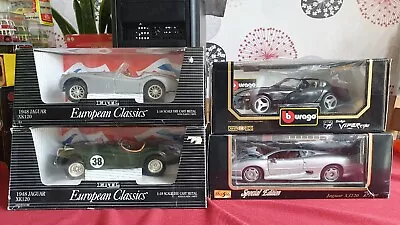 Joblot Of 4 1/18 Diecast Model Cars Bburago Maisto Ertl Jaguar XJ220 XK120 Dodge • £10.50