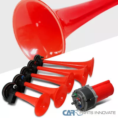 Five Trumpet La Cucaracha Great Music Air Horn Red 125db 12V W/Compressor Kit • $33.95