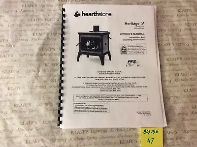 Hearthstone Heritage 8024  Catalytic Wood Stove Operation Owner's Manual • $12.95