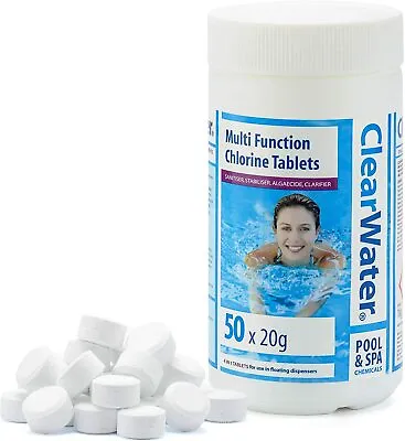 £19.99 • Buy CLEARWATER Chlorine Tablets Mini Multifunction 50 X 20g Hot Tub Lay Z Lazy Spa 