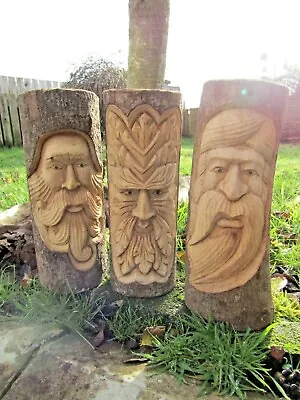£21.99 • Buy Fair Trade Hand Carved Wooden Green Man Full Tree Trunk Stump Log Statue 30cm