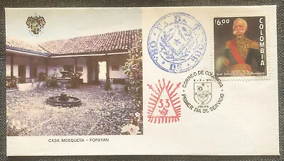 £4.99 • Buy FDC Special Stamp Cover Masons Masonic Colombia 1978 Casa Mosquera