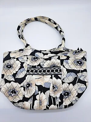 Vera Bradley Camellia Sweetheart Tote SHOULDER Bag Purse Black White Floral  • $21.99