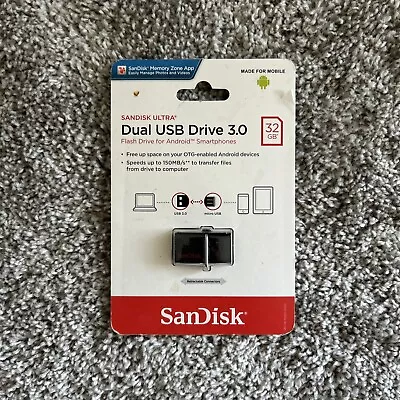 SanDisk Ultra 32 GB Dual USB Flash Drive 3.0 Android Phone 150mbps #2500 Z65 B7 • $9.99