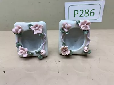 2 Small Ceramic PICTURE FRAMES PAIR LOT Flowers • $6.73