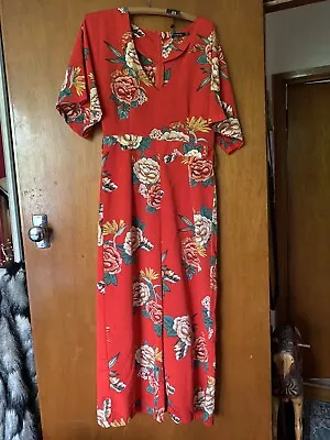 $25 • Buy Boohoo Red Floral Jumpsuit Size12 AU