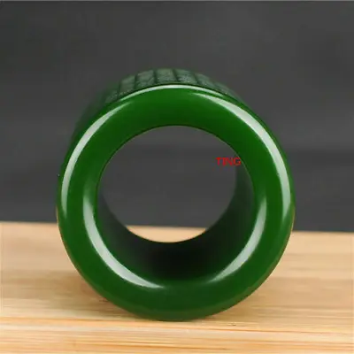 Natural Green Jade Ring Thumb Jewelry Men Buddhism Heart Meridian Ring Jasper • $11.55