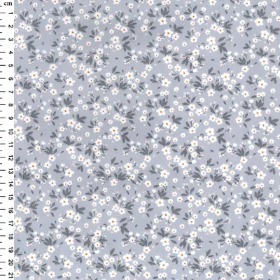 100% Cotton Fabric - Grey & White Daisy Floral - Craft Fabric Material Metre  • £5.99