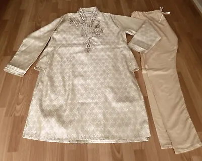Mens Neru Collar Ivory Colour Indian Wedding Suit • £19.99