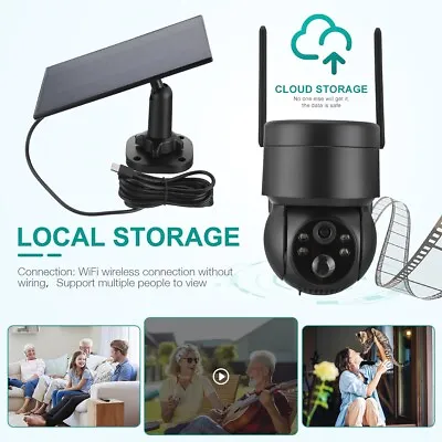 Solar Battery Powered Wifi Outdoor Pan/Tilt Home Security Camera System Wireless • $50.99