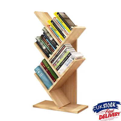 5-Tier Tree Bookshelf Wooden Display Shelf Organiser Storage Desktop Bookcase UK • £19.33