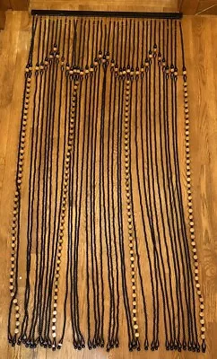 Vintage Beaded Door Curtains Wood 36 Inches X 73 Inches Bohemian Boho • $115