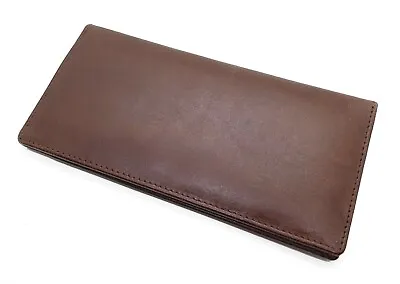 Vintage Hunter Brown Genuine Leather Checkbook Cover Wallet Card Holder • $18.08