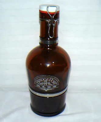 BridgePort 2 Liter Growler Brown Glass Ale Muster Geschutzt Decanter Bottle • $22.43