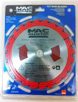 MacAllister Circular Saw Blade 250mm X 24T 2 BLADES TCT Wood Cutting Blades NEW • £10.89