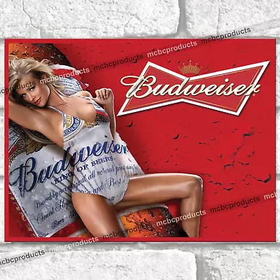 £3.95 • Buy BUDWEISER BIKINI GIRL Metal Signs Man Cave Mancave Garage Shed Bar Tin Sign UK