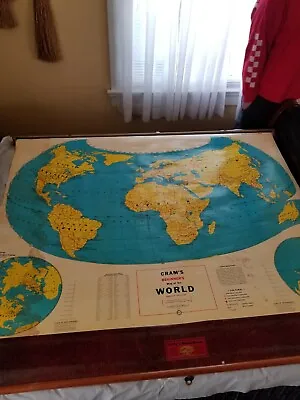 Vintage Cram's Beginner's Map Of The World School Pull Down Map • $175