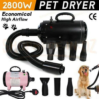 £22 • Buy 2800W Pet Hair Dryer Hairdryer Dog Cat Grooming Blaster Heater Adjustable Blower