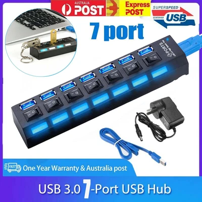 $4.82 • Buy 7 Ports USB Hub 3.0 High Speed Extension Switch For PS4/Slim/Pro Power Adapter
