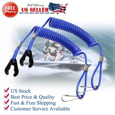 2 New PWC Jet Ski WaveRunner Key Lanyard Stop Kill Switch Safety BLUE For Yamaha • $5.99