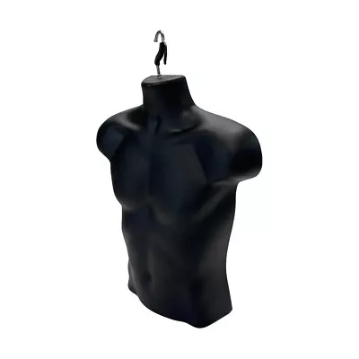 Male Molded Black Hanging T-Shirt Form Body Mannequin Torso Display 23 H • $37.50