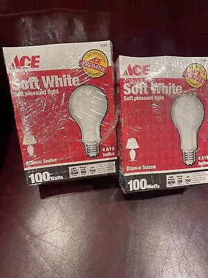 Incandescent Light Bulbs 100 Watt Soft White - Ace - Two 4-packs (8 Bulbs) • $17.50