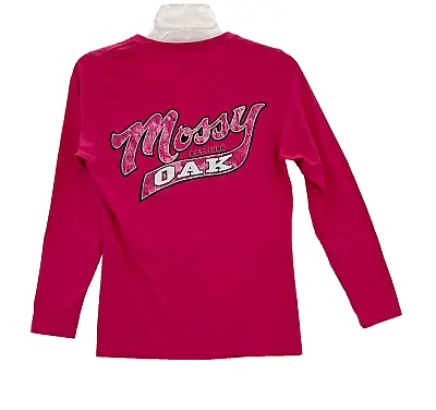 Mossy Oak Women's Size S Pink Long Sleeve Pullover Blouse Top Cotton Dbl Sided-Q • $6.99
