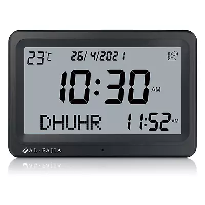 AL-FAJIA Digital 8 Azan Prayer Sounds Islamic Black Clock For USA - Jet Black • $54.99