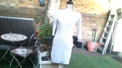 £3 • Buy Monsoon Beige Cable Knit Cotton/acrylic Dress Size 8/10