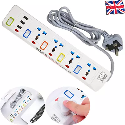 4 Gang Way Power Extension Cable Electric Mains Plug Socket W/ Switch • £13.99