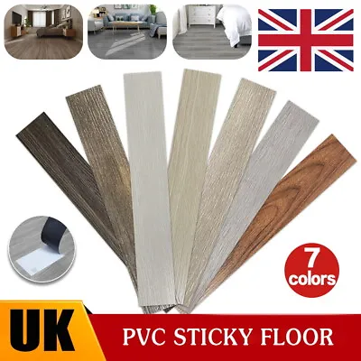 £64.99 • Buy Floor Planks Tiles Self Adhesive Wood Effect Vinyl Flooring Kitchen Bathroom Uk