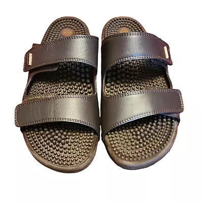 Kenkoh Serenity V Brown Massage Double Strap Sandals Slides Size Women's 9.5 • $49.99