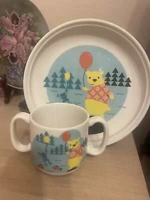 £30 • Buy ARABIA FINLAND Scandinavian Porcelain Child Cup Plate Baby Set Christening Gift
