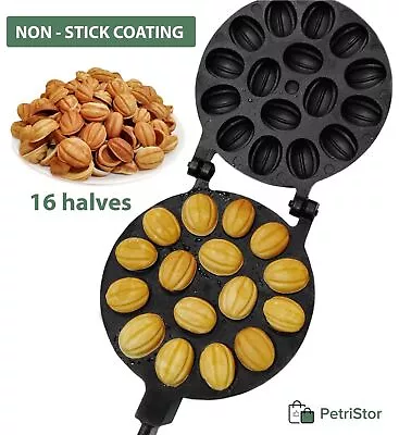 Walnut Cookie Mold Pastry Oreshki Nuts 16 Mold Skillet Non-stick Cookies Pastry • $44.99