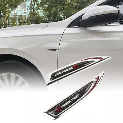 2x Mazdaspeed Chrome Red Metal Emblem Car Trunk Side Wing Fenders Badge Sticker • $14.88