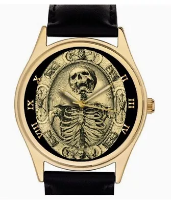 Tempus Fugit 40mm Watch Skeleton Freemason Masonic Black Brass Symbolic • £85