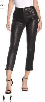 J BRAND Ruby High Rise Crop Leather Look Coated Galactic Black Jeans Trousers 26 • $123.26