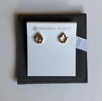 Kendra Scott Tessa Rose Gold Stud Earrings In Brown Mother Of Pearl • £35
