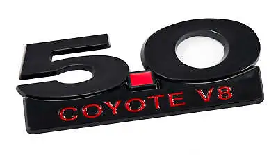 2011-2014 Mustang GT Black & Red 5.0 Coyote V8 Fender Emblem W/ Accent Badge 2pc • $22.95