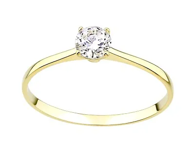 9ct Yellow Gold 0.33ct Solitaire Engagement Ring J To S - Simulated Diamond • £54.95