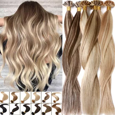 Remy Nail U Tip Human Hair Extensions Keratin Pre Bonded Thick Straight 22  USPS • $102.59