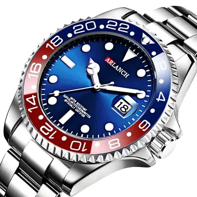 Mens Diver Wristwatch Stainless Steel Waterproof Luxury Sport Watch Boxed New  • £17.99