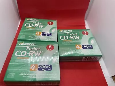Memorex Pocket CD-RW 4x 210 MB 24-min Blank Mini Discs 5 Pack - NEW 3 Packs • $30