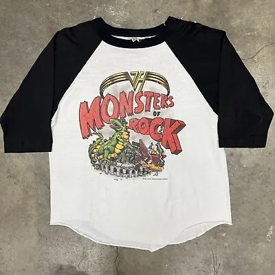 Vintage 1988 Van Halen Monsters Of Rock Raglan Tour T-Shirt XL  Heavy Metal Band • $199.99