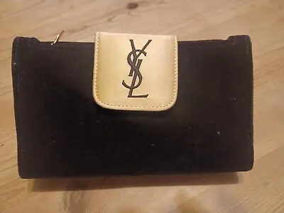 YSL COUTURE Black&Gold VELVET Clutch Evening BAG&MIRROR • £43.89